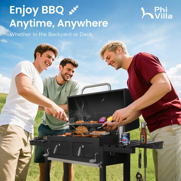 Outdoor Charcoal Grill Double-door with Liftable Charcoal Trays-Captiva Designs