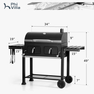 Outdoor Charcoal Grill Double-door with Liftable Charcoal Trays-Captiva Designs
