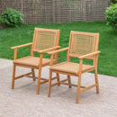 Outdoor Acacia Wood & Wicker Dining Chairs for Balcony PHI VILLA