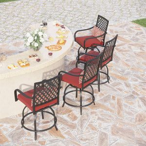 Outdoor Bohemian Swivel Bar Stools Set for Garden, Bar-PHI VILLA