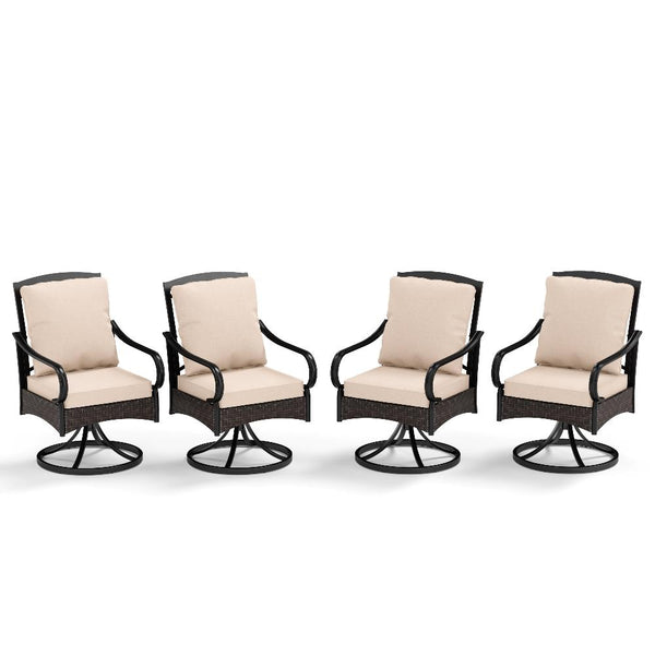 Coco Rattan Swivel Dining Chairs for Graden, Balcony PHI VILLA