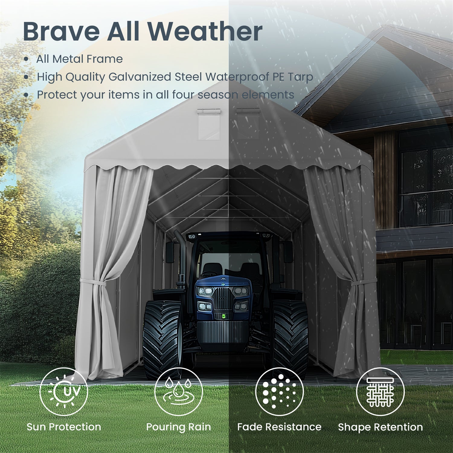 tarp storage shed 13x32ft PE Carport and Storage Shed