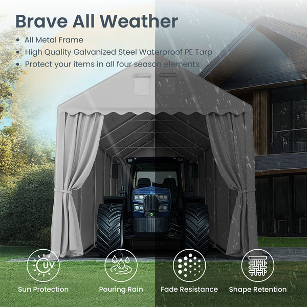 13x32ft PE Carport and Storage Shed