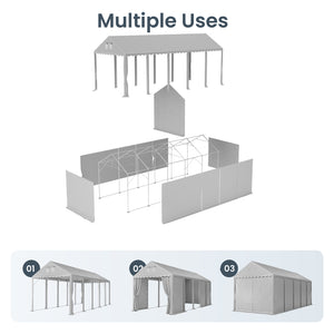 13x32ft PE Carport and Storage Shed