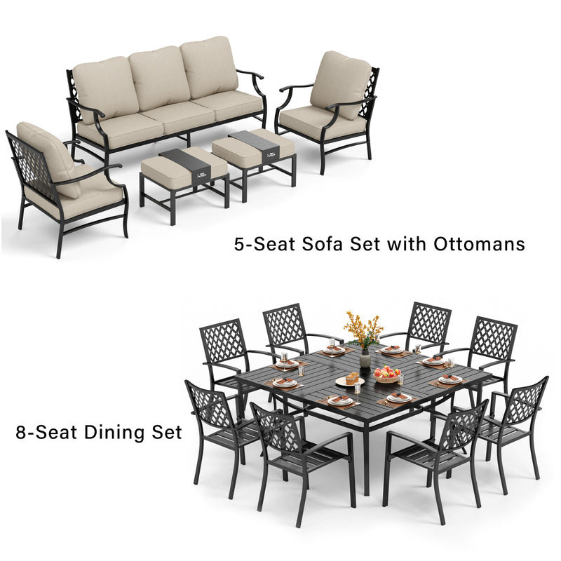 PHI-VILLA-14-Person-Outdoor-Patio-Furniture-Combination-Set-with-Sofa-Set-and-Steel-Dining-Set-FIXED