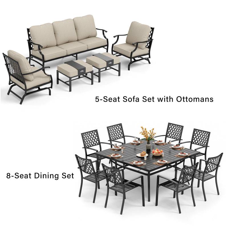 PHI-VILLA-14-Person-Outdoor-Patio-Furniture-Combination-Set-with-Sofa-Set-and-Steel-Dining-Set-ROCKING