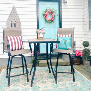 3/5-Piece Patio Bistro Set of Textilene Swivel Bar Stools