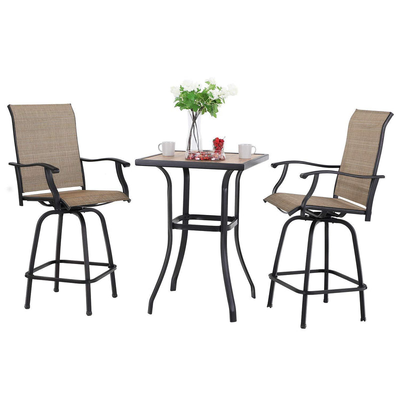 3/5-Piece Patio Bistro Set of Textilene Swivel Bar Stools PHI VILLA