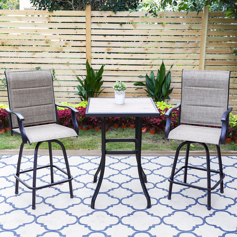 3/5-Piece Patio Bistro Set of Textilene Swivel Bar Stools PHI VILLA