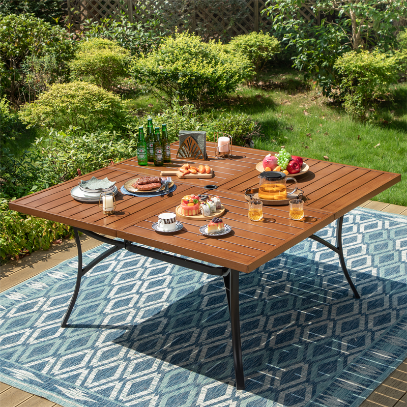 PHI VILLA 8 Person Wood-like Steel Table