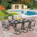 PHI VILLA 7-Piece/9-Piece Outdoor Patio Dining Set with Adjustable Table & Padded Textilene Swivel Chairs
