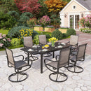 PHI VILLA 7-Piece/9-Piece Outdoor Patio Dining Set with Adjustable Table & Padded Textilene Swivel Chairs