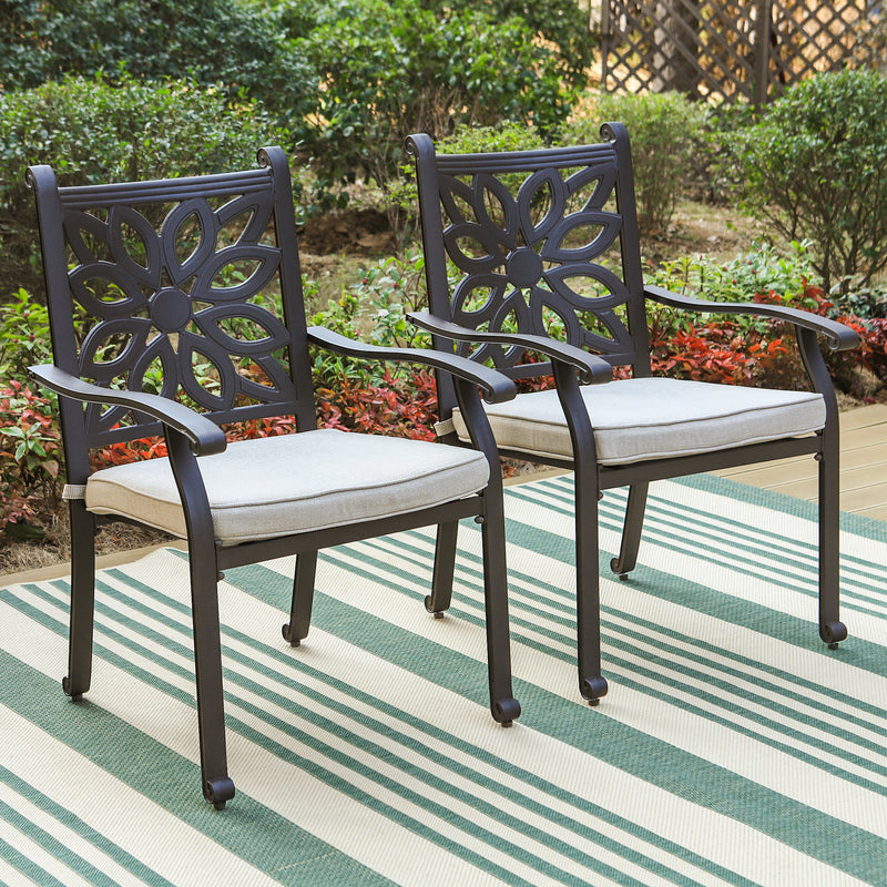 PHI VILLA Cast Aluminum Patio Dining Chairs