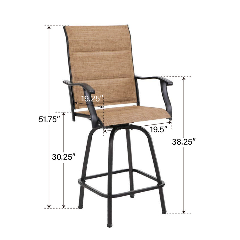 PH VILLA 7PCS Patio Bar Set with 6 Bar Stools and Steel Rectangle Table