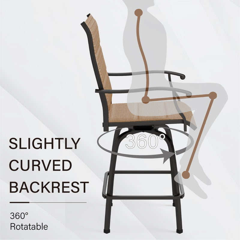 PH VILLA 7PCS Patio Bar Set with 6 Bar Stools and Steel Rectangle Table