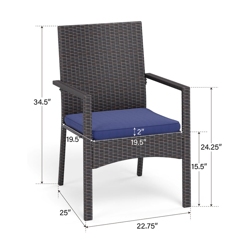 PHI VILLA Outdoor Wicker Rattan Haiti Chair Set of 2