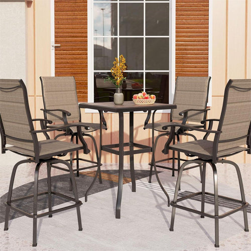 3/5-Piece Patio Bistro Set of Textilene Swivel Bar Stools PHI VILLA