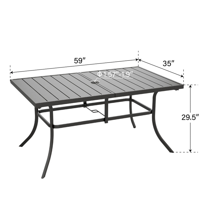 PHI VILLA Panel Steel Rectangle Outdoor Patio Dining Table