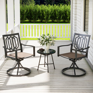 PHI VILLA Patio Outdoor Swivel Steel Dining Chair