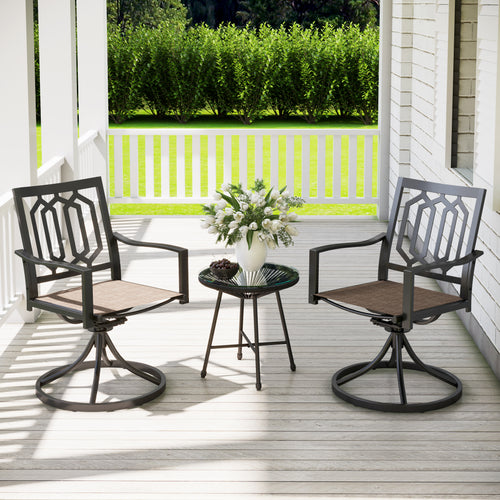 PHI VILLA Patio Outdoor Swivel Steel Dining Chair