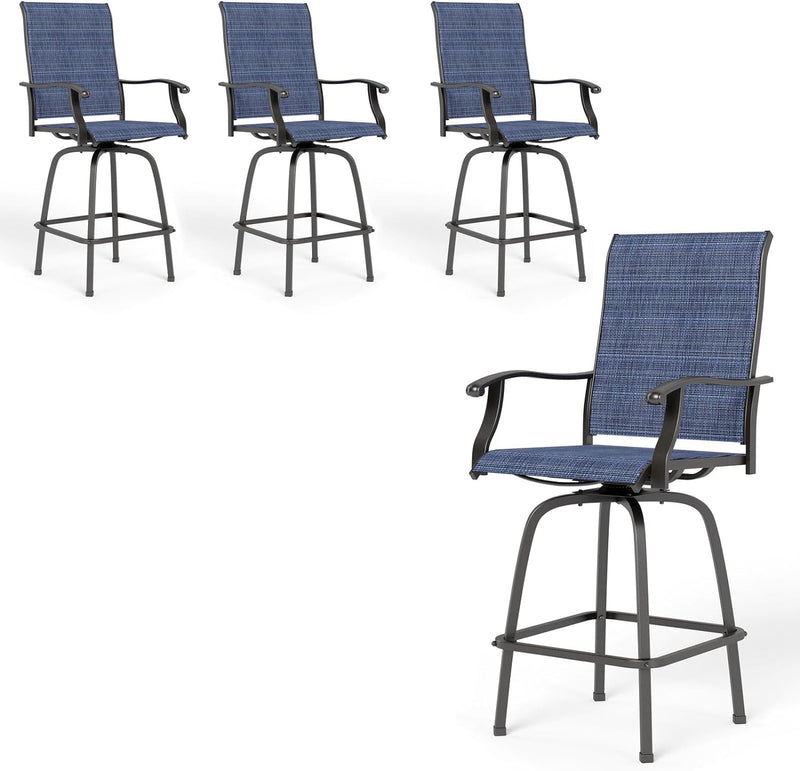 Outdoor Textilene All-Weather Swivel Bar Stools With Arms PHI VILLA