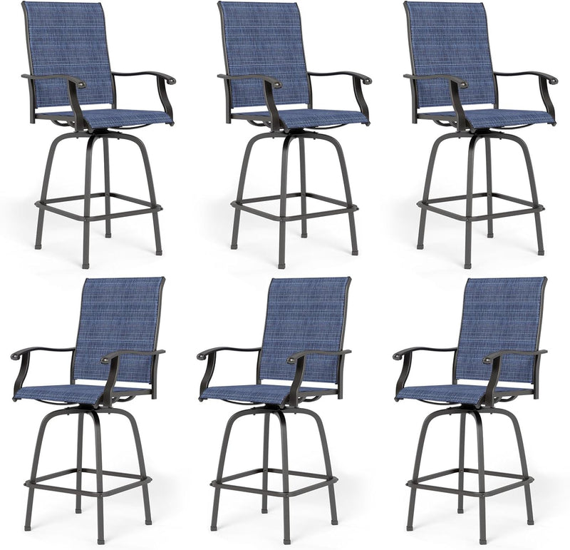 Outdoor Textilene All-Weather Swivel Bar Stools With Arms PHI VILLA