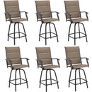 PHI VILLA Outdoor Textilene All-Weather Swivel Bar Stools With Arms