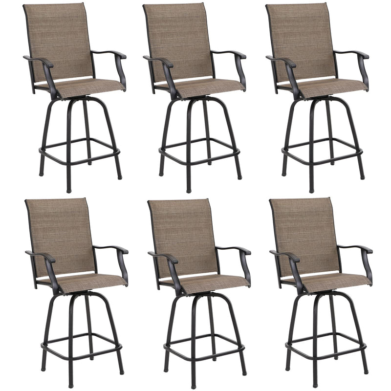 Outdoor Textilene All-Weather Swivel Bar Stools With Arms PHI VILLA