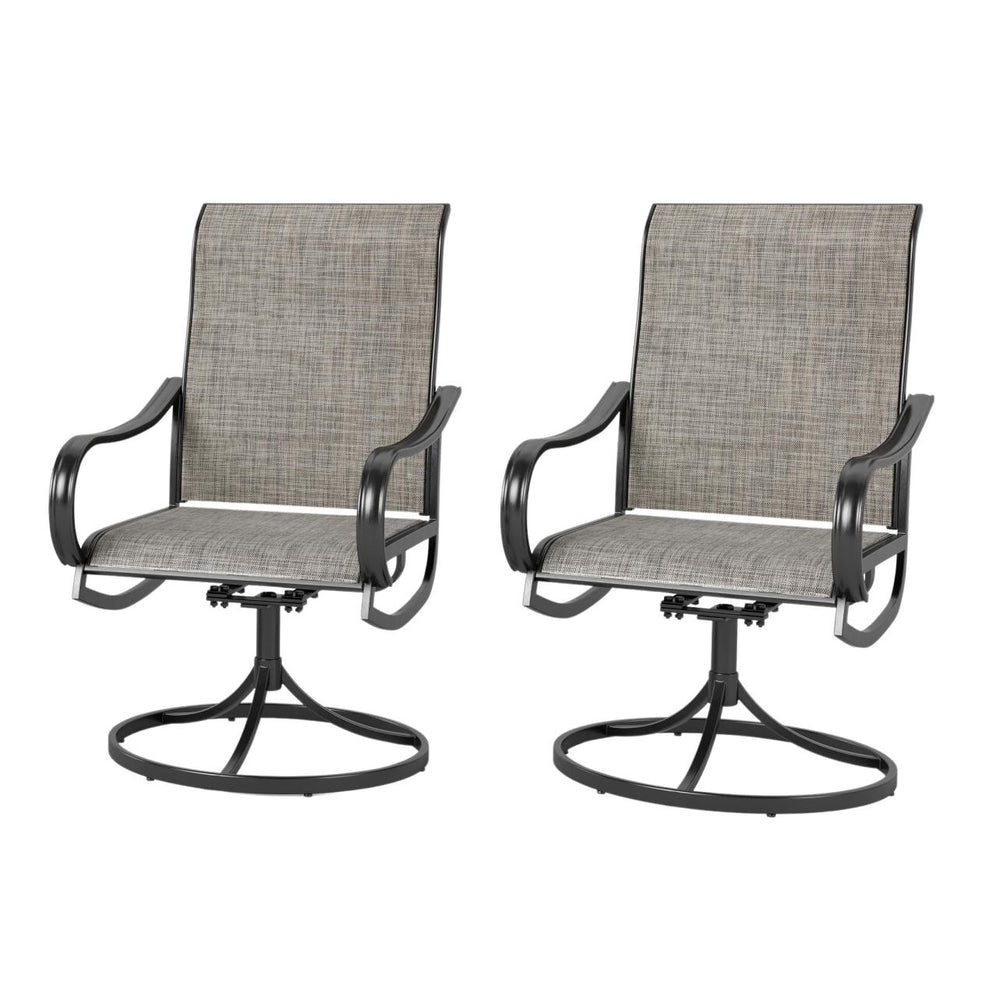 Patio Swivel Dining Chair with Black Frame for Porch,Deck,Backyard, PHI VILLA