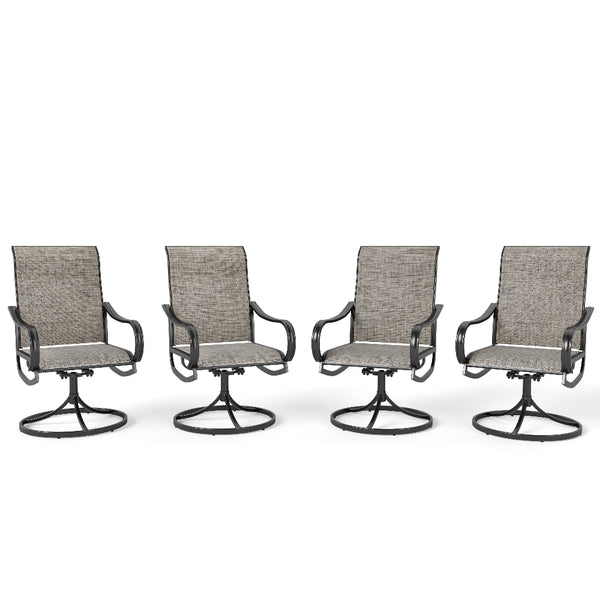 Swivel 2/4-Piece Patio Dining Chair for Porch,Deck,Backyard with Black Frame, PHI VILLA 4PCS