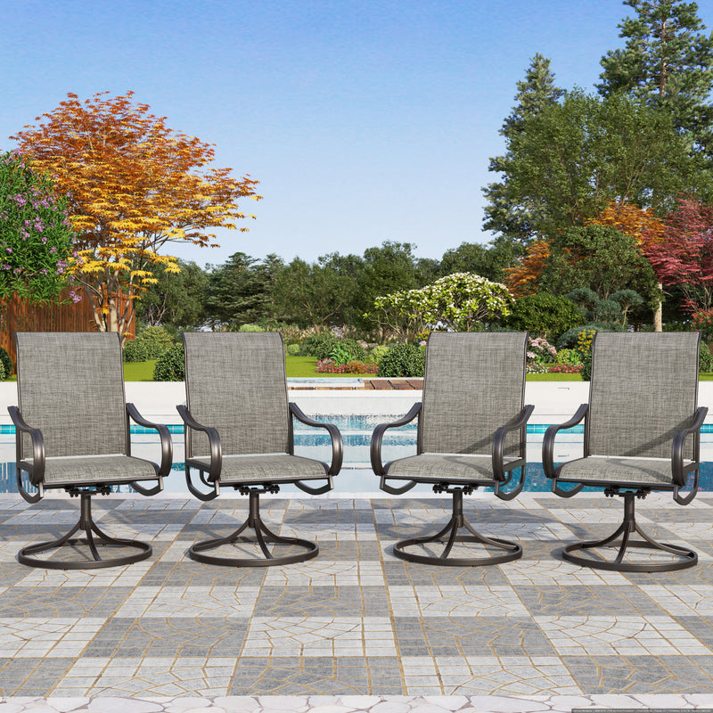 Swivel 2/4-Piece Patio Dining Chair for Porch,Deck,Backyard with Black Frame, PHI VILLA 4PCS