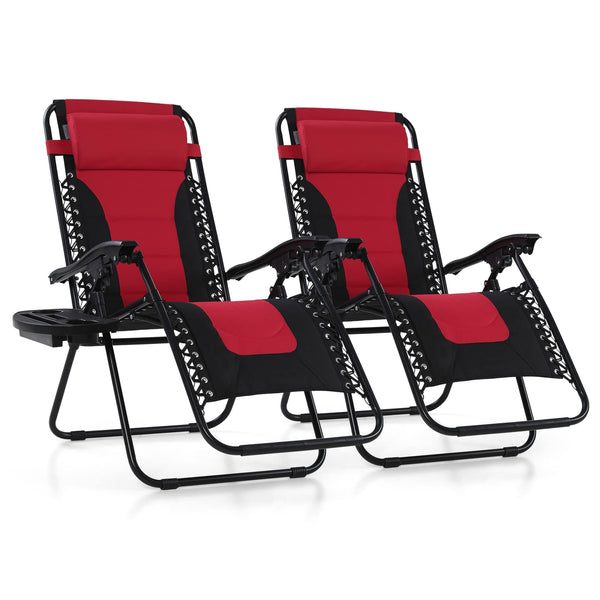 PHI VILLA Set of 2 Padded Zero Gravity Lounge Chair Folding Patio Recliner