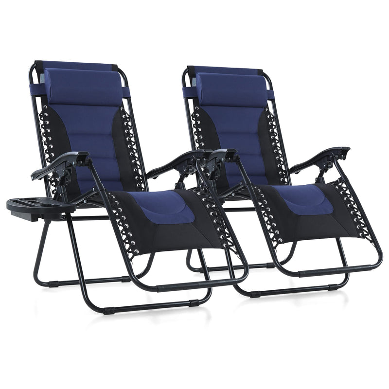 PHI VILLA Set of 2 Padded Zero Gravity Lounge Chair Folding Patio Recliner