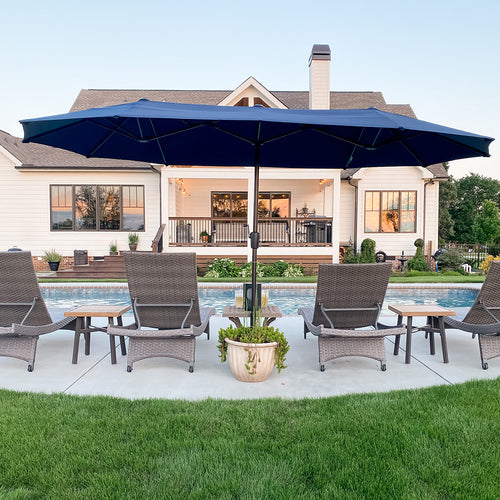 big umbrella patio Kingdom Double-sided Patio with Base Navy Blue Transform your outdoor area with this stunning 15ft Double PHI VILLA 13ft Double-Sided Twin