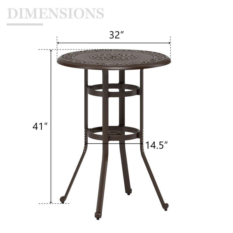 PHI VILLA Cast Aluminum Patio Outdoor Pub Height Swivel Bistro Bar Stools Chairs & Table