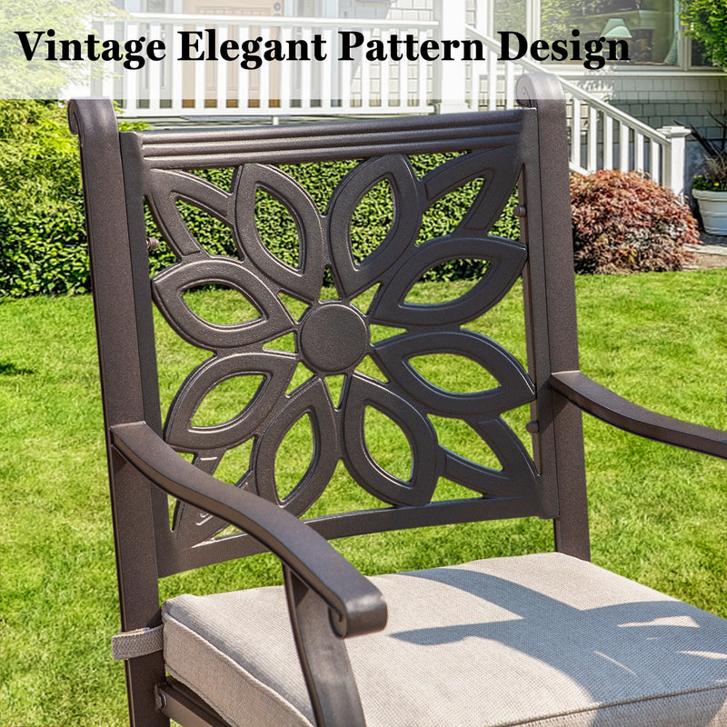 PHI VILLA Cast Aluminum Patio Outdoor Pub Height Swivel Bistro Bar Stools Chairs & Table