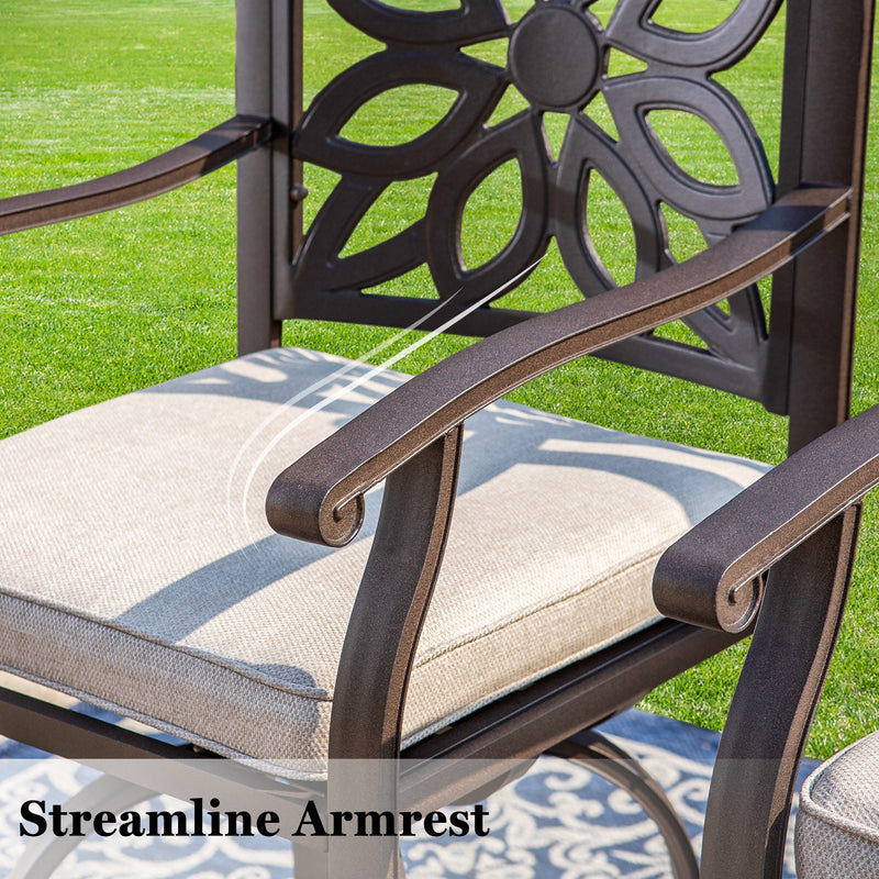 PHI VILLA Cast Aluminum Patio Outdoor Pub Height Swivel Bistro Bar Stools Chairs & Table