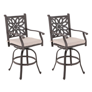 Antique Cast Aluminum Patio Pub Height Rust-free Swivel Bar Stools Set