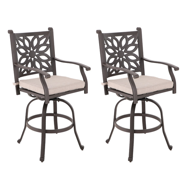 Antique Cast Aluminum Patio Pub Height Rust-free Swivel Bar Stools Set