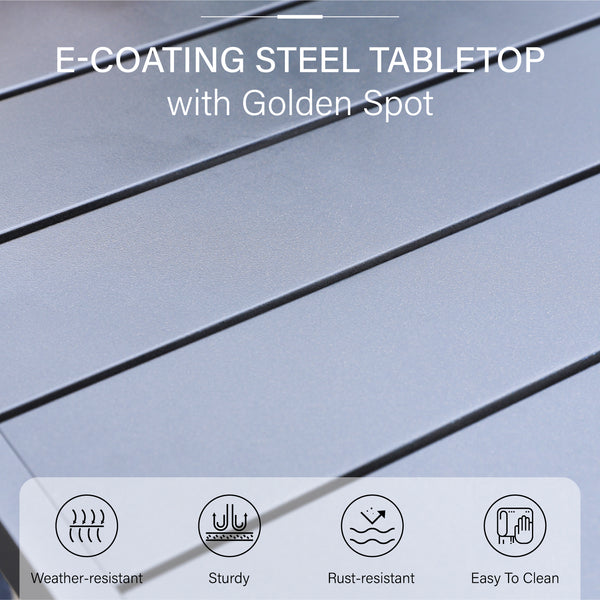 PHI VILLA Panel Steel Rectangle Outdoor Patio Dining Table