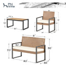 PHI VILLA 4-Piece Patio Wicker & Acacia Wood Conversation Set with Loveseat & Coffee Table