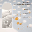 PHI VILLA 4-Piece Patio Wicker & Acacia Wood Conversation Set with Loveseat & Coffee Table