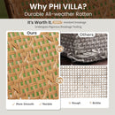 PHI VILLA 4-Piece Patio Conversation Set - Wicker Chairs and Acacia Wood Coffee Table - Modern and Stylish