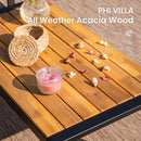PHI VILLA 4-Piece Patio Conversation Set - Wicker Chairs and Acacia Wood Coffee Table - Modern and Stylish