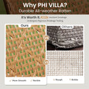 PHI VILLA 4-Piece Patio Conversation Set - Wicker Chairs and Acacia Wood Coffee Table - Modern and Stylish