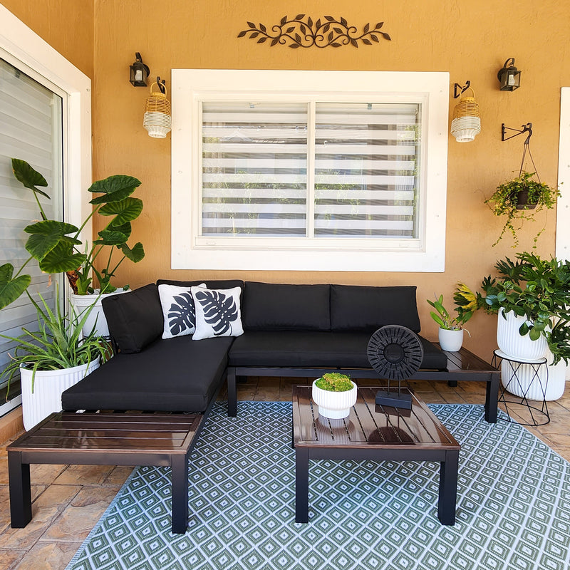 Phi Villa Outdoor Aluminum Sectional Sofa Set with Coffee Table