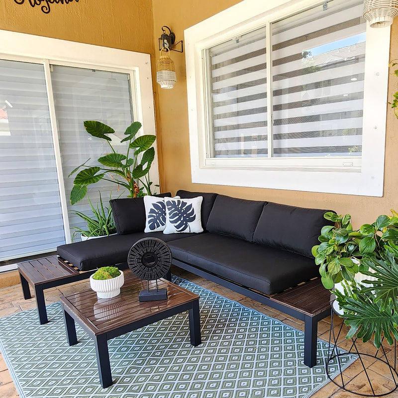 Phi Villa Outdoor Aluminum Sectional Sofa Set with Coffee Table