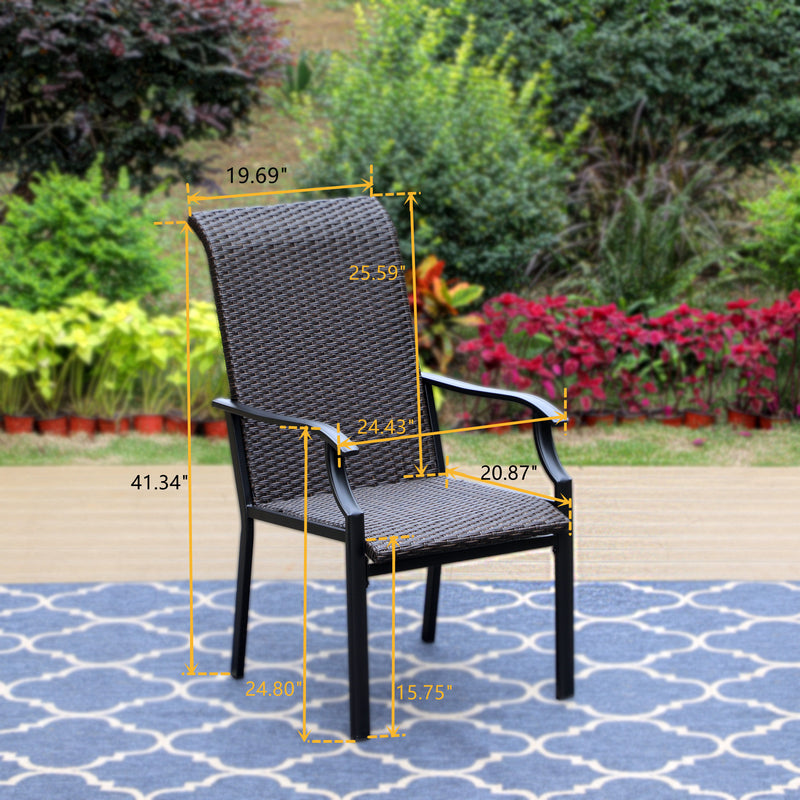 PHI VILLA Rattan Metal Patio Dining Chairs