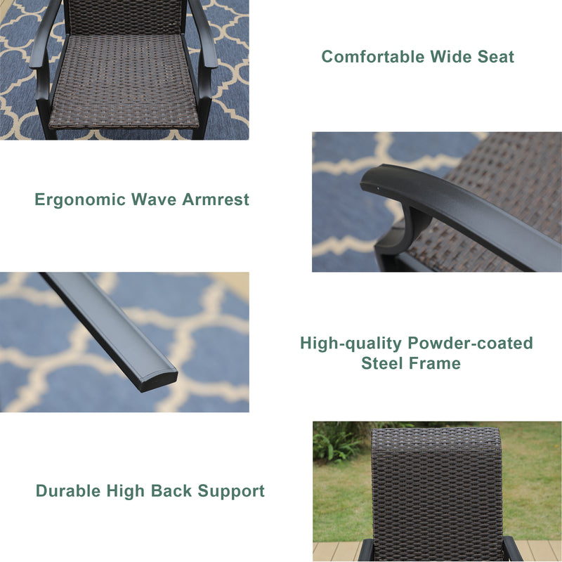 PHI VILLA Rattan Metal Patio Dining Chairs