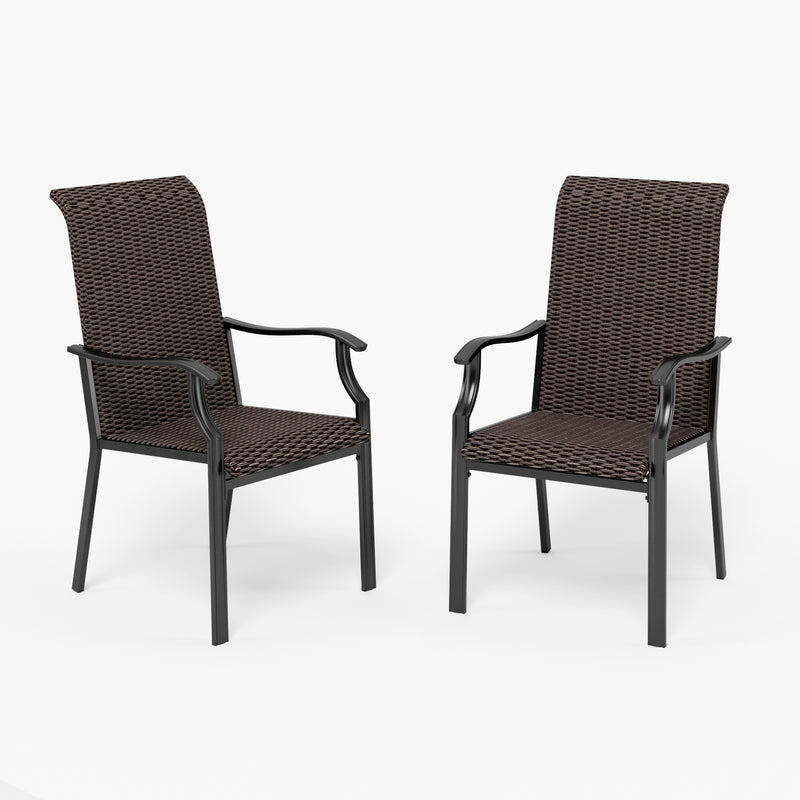 PHI VILLA Rattan Metal Patio Dining Chairs